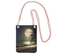 EdWal Tropical Beach Palm Tree With Full Moon Starry Night Print Crossbody Bag For Women, Mini Phone Purses, Cute Phone Wallet, For Hiking Travel Gift