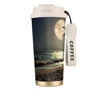 EdWal Tropical Beach Palm Tree with Full Moon Starry Night Print Insulated Stainless Steel Travel Coffee Mug,Coffee Cups with Lids, for Hot Cold Drinks