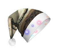 EdWal Tropical Beach Palm Tree With Full Moon Starry Night Print Led Christmas Beanie Light Up Christmas Hats, Knit Hats With Led Lights, Unisex Winter Santa Hat