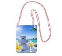 EdWal Tropical Flower And Zen Stone Print Crossbody Bag For Women, Mini Phone Purses, Cute Phone Wallet, For Hiking Travel Gift