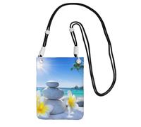 EdWal Tropical Flower And Zen Stone Print Crossbody Bag For Women, Mini Phone Purses, Cute Phone Wallet, For Hiking Travel Gift