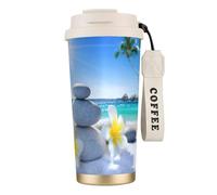 EdWal Tropical Flower and Zen Stone Print Insulated Stainless Steel Travel Coffee Mug,Coffee Cups with Lids, for Hot Cold Drinks