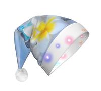 EdWal Tropical Flower And Zen Stone Print Led Christmas Beanie Light Up Christmas Hats, Knit Hats With Led Lights, Unisex Winter Santa Hat