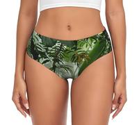 EdWal Tropical Rainforest Jungle Scene Print Womens High-Waisted Briefs Panties, Moisture-Wicking Underwear, Bikini Brief Underwear Black