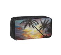 EdWal Tropical Sunset Print Pen Organizer Bag Pouch Large Capacity Pencil Case with Zipper Durable Pen Case for Stationery