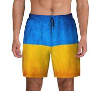 EdWal Ukrainian Flag Print Double Layer Beach Shorts,Men’s Swim Trunks Quick Dry Swim Shorts Board Shorts Black