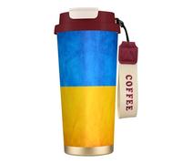 EdWal Ukrainian Flag Print Insulated Stainless Steel Travel Coffee Mug,Coffee Cups with Lids, for Hot Cold Drinks