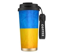 EdWal Ukrainian Flag Print Insulated Stainless Steel Travel Coffee Mug,Coffee Cups with Lids, for Hot Cold Drinks