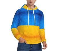 EdWal Ukrainian Flag Print Men'S Hoodie,Comfortable Pullover Sweatshirt For Men,Drawstring Casual Hooded Sweatshirts Black