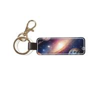 EdWal Universe Galaxy Outer Space Print Leather Key Chain, Stylish Car Keychain, Home Keychain, Universal Key Fob For Women