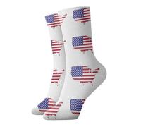 Edwal Usa Flag Map Print Fall Warm Crew Socks For Adults Couples Cushion Boot Socks For Running Hiking Athletic