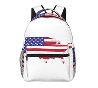 Edwal Usa Flag Map Print Hiking Backpack Laptop Backpack For Men Women Waterproof Rucksack Easy To Clean Travel Bag