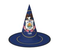 EdWal Utah Flag Print Halloween Witch Hat Costume Accessory Women Hats For Halloween Party Cosplay For Home, Yard,