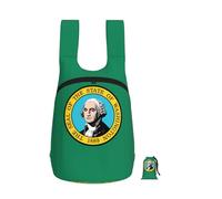 Edwal Washington Flag Print Foldable Backpack Lightweight Hiking Bag Soft Travel Backpack Rucksack For Work And Gym