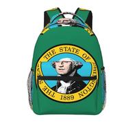 Edwal Washington Flag Print Hiking Backpack Laptop Backpack For Men Women Waterproof Rucksack Easy To Clean Travel Bag