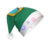EdWal Washington Flag Print Led Christmas Beanie Light Up Christmas Hats, Knit Hats With Led Lights, Unisex Winter Santa Hat