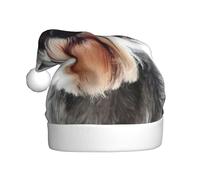 EdWal Well-Behaved Schnauzer Print Plush Santa Hat, Christmas Hats For Adults, Cozy Holiday Headwear, For Christmas Parties