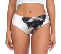EdWal Well-Behaved Schnauzer Print Womens High-Waisted Briefs Panties, Moisture-Wicking Underwear, Bikini Brief Underwear Black