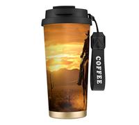 EdWal West Desert Cactus with Cowboys Riding Horses2 Print Insulated Stainless Steel Travel Coffee Mug,Coffee Cups with Lids, for Hot Cold Drinks