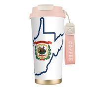 EdWal West Virginia State Flag Map Print Insulated Stainless Steel Travel Coffee Mug,Coffee Cups with Lids, for Hot Cold Drinks