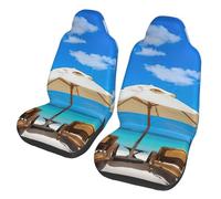 EdWal White Beach Tropical Sea Print Front Seat Covers, Easy To Install Two Car Seat Protector Cover Set Accessories Auto Trucks Suv