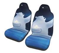 EdWal White Bear Print Front Seat Covers, Easy To Install Two Car Seat Protector Cover Set Accessories Auto Trucks Suv