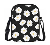 Edwal White Daisy Print Small Crossbody Bag For Women Waterproof Phone Purse With Adjustable Strap For Travel Work