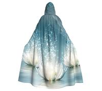 EdWal White Lotus Flowers Print Unisex Adults Hooded Cloak Cape Uniform, Hooded Robe, For Halloween Cosplay Costumes