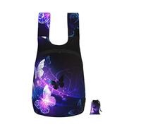 EdWal White Purple Butterflies Print Foldable Backpack Lightweight Hiking Bag Soft Travel Backpack Rucksack For Work And Gym