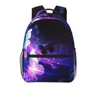 Edwal White Purple Butterflies Print Hiking Backpack Laptop Backpack For Men Women Waterproof Rucksack Easy To Clean Travel Bag