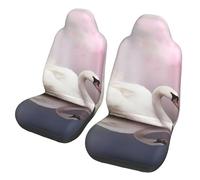 EdWal White Swan Print Front Seat Covers, Easy To Install Two Car Seat Protector Cover Set Accessories Auto Trucks Suv