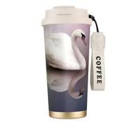 EdWal White Swan Print Insulated Stainless Steel Travel Coffee Mug,Coffee Cups with Lids, for Hot Cold Drinks