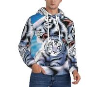EdWal White Tiger Print Men'S Hoodie,Comfortable Pullover Sweatshirt For Men,Drawstring Casual Hooded Sweatshirts