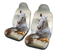 EdWal Wild Animal Horses Pattern Print Front Seat Covers, Easy To Install Two Car Seat Protector Cover Set Accessories Auto Trucks Suv