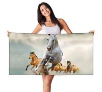 EdWal Wild Animal Horses Pattern Print Spa Bath Towels 70cm X 140cm,Soft Quick Drying Beach Towels For Bathroom,Gym,Travel