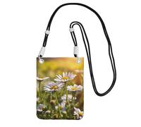 EdWal Wild White Daisy Flower Print Crossbody Bag For Women, Mini Phone Purses, Cute Phone Wallet, For Hiking Travel Gift