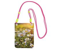 EdWal Wild White Daisy Flower Print Crossbody Bag For Women, Mini Phone Purses, Cute Phone Wallet, For Hiking Travel Gift