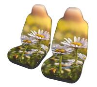EdWal Wild White Daisy Flower Print Front Seat Covers, Easy To Install Two Car Seat Protector Cover Set Accessories Auto Trucks Suv