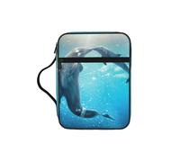 EdWal Winter The Dolphin Print Bible Case Cosmetic Bag with Sturdy Handle Wash Bag Tablet Sleeve Small Tool Bag for Books