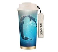 EdWal Winter The Dolphin Print Insulated Stainless Steel Travel Coffee Mug,Coffee Cups with Lids, for Hot Cold Drinks