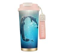 EdWal Winter The Dolphin Print Insulated Stainless Steel Travel Coffee Mug,Coffee Cups with Lids, for Hot Cold Drinks