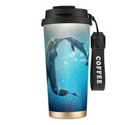 EdWal Winter The Dolphin Print Insulated Stainless Steel Travel Coffee Mug,Coffee Cups with Lids, for Hot Cold Drinks