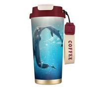 EdWal Winter The Dolphin Print Insulated Stainless Steel Travel Coffee Mug,Coffee Cups with Lids, for Hot Cold Drinks