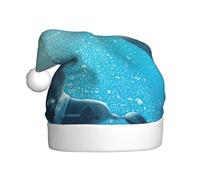 EdWal Winter The Dolphin Print Plush Santa Hat, Christmas Hats For Adults, Cozy Holiday Headwear, For Christmas Parties