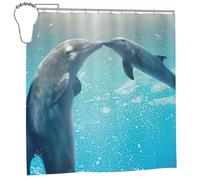 EdWal Winter The Dolphin Print Polyester Shower Curtain For Bathroom With Hooks 185cm Long, Waterproof Bath Accessories