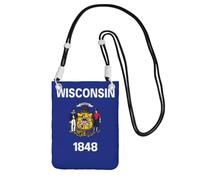 EdWal Wisconsin State Flag Print Crossbody Bag For Women, Mini Phone Purses, Cute Phone Wallet, For Hiking Travel Gift