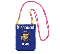 EdWal Wisconsin State Flag Print Crossbody Bag For Women, Mini Phone Purses, Cute Phone Wallet, For Hiking Travel Gift