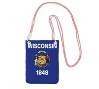EdWal Wisconsin State Flag Print Crossbody Bag For Women, Mini Phone Purses, Cute Phone Wallet, For Hiking Travel Gift