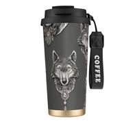 EdWal Wolf Motifs Accessories02 Print Insulated Stainless Steel Travel Coffee Mug,Coffee Cups with Lids, for Hot Cold Drinks