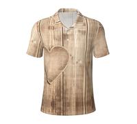EdWal Wood Heart Print Men's Polo Shirts Short Sleeve, Moisture Wicking Golf Shirts for Men, for Casual Sporty Black